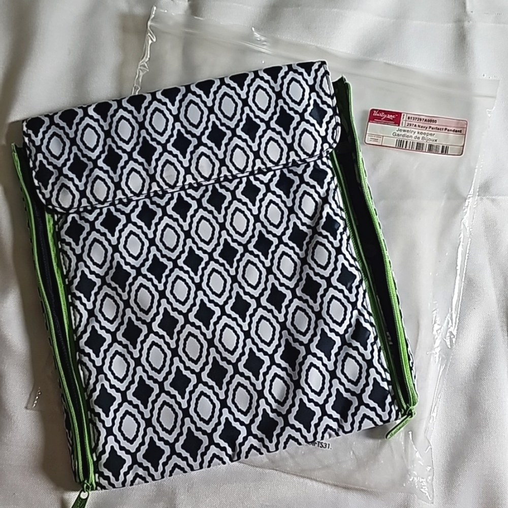 Thirty-One Jewelry Keeper 297A Navy Perfect Pendant Print NWT